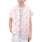 Pink Hawaiian Floral Senior Kids Hawaiian Shirt