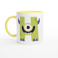 Personalised - Monster Initial - White 11oz Ceramic Mug with Color Inside Ceramic Yellow Personalised 11oz Mug Customise Globally Fulfilled Name Personalise