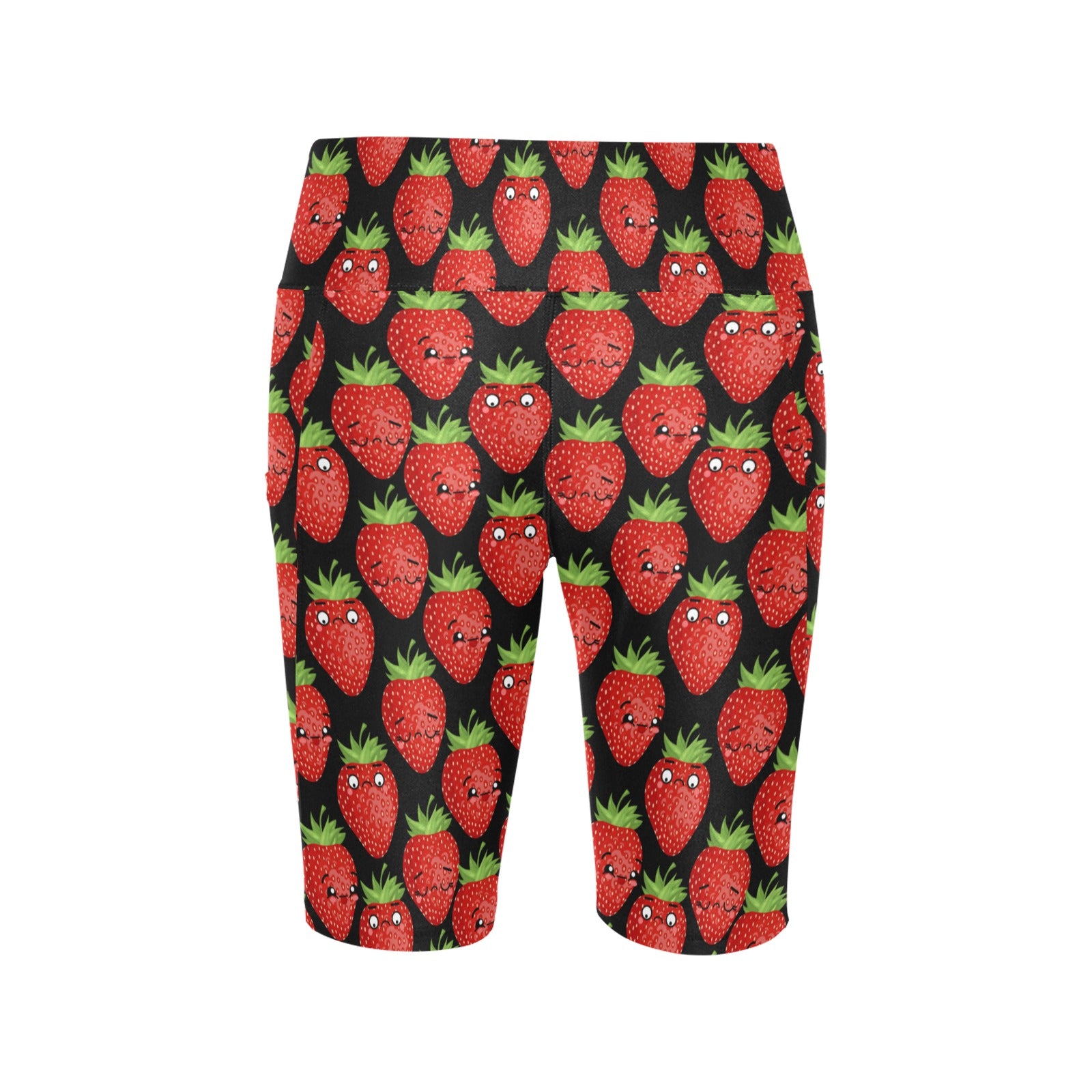 Strawberry Characters Women's Bike Shorts With Side Pockets Women's Bike Shorts Food Printed Offshore