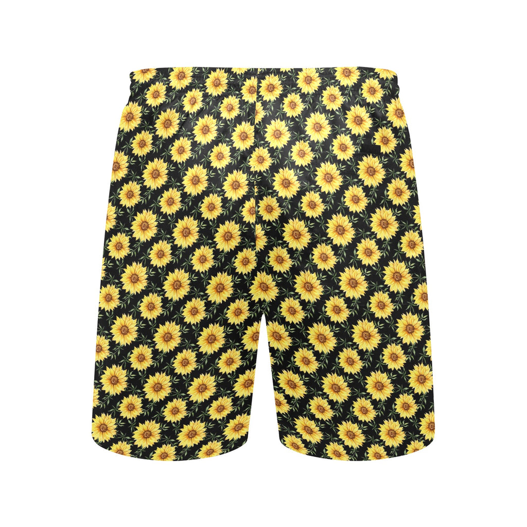 Painted Sunflower Men's Mid-Length Beach Shorts Men's Mid-Length Beach Shorts Plants Printed Offshore
