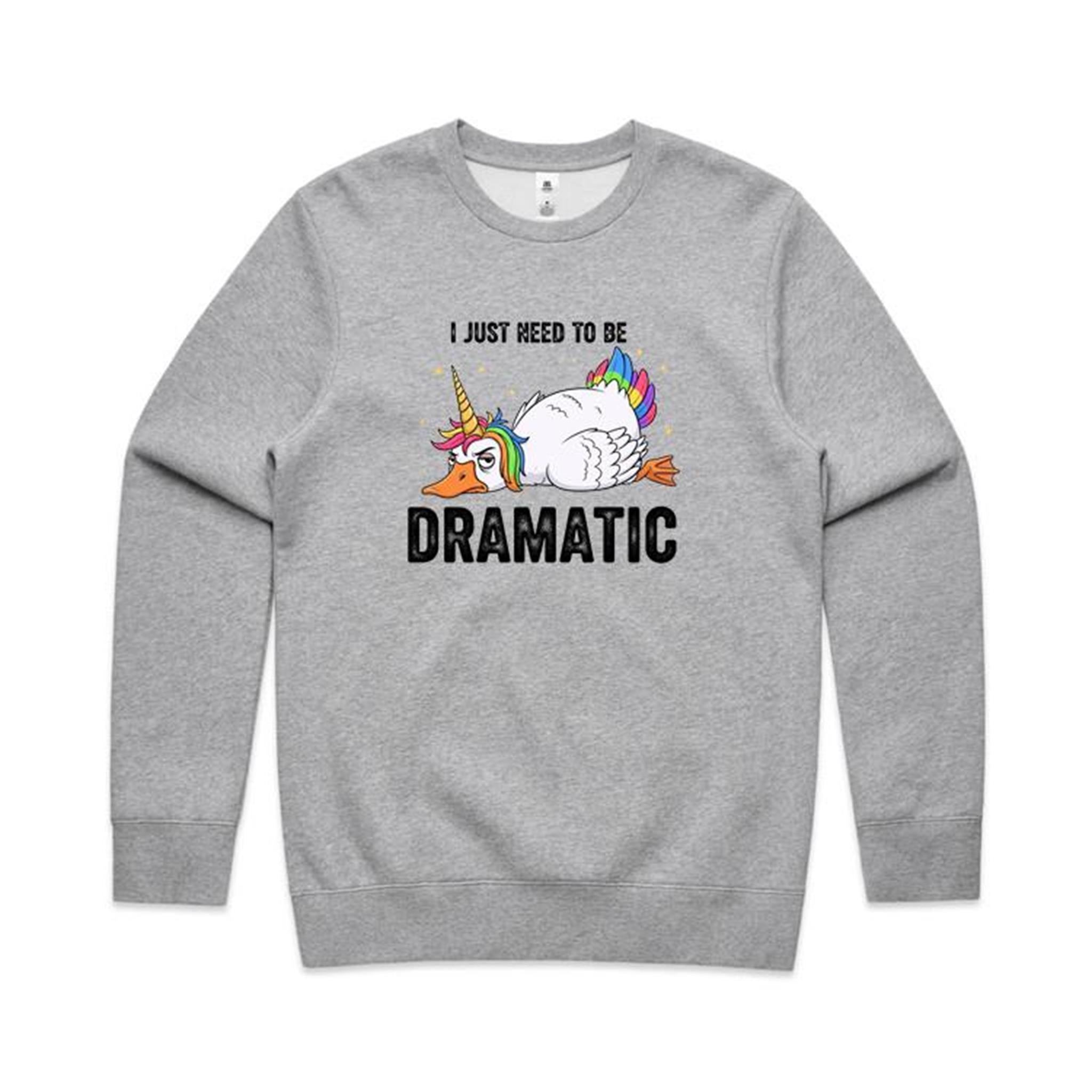 Dramatic Unicorn Goose AS Colour Stencil Crew Sweatshirt Unisex Grey Marle Sweatshirt animal Printed In Australia
