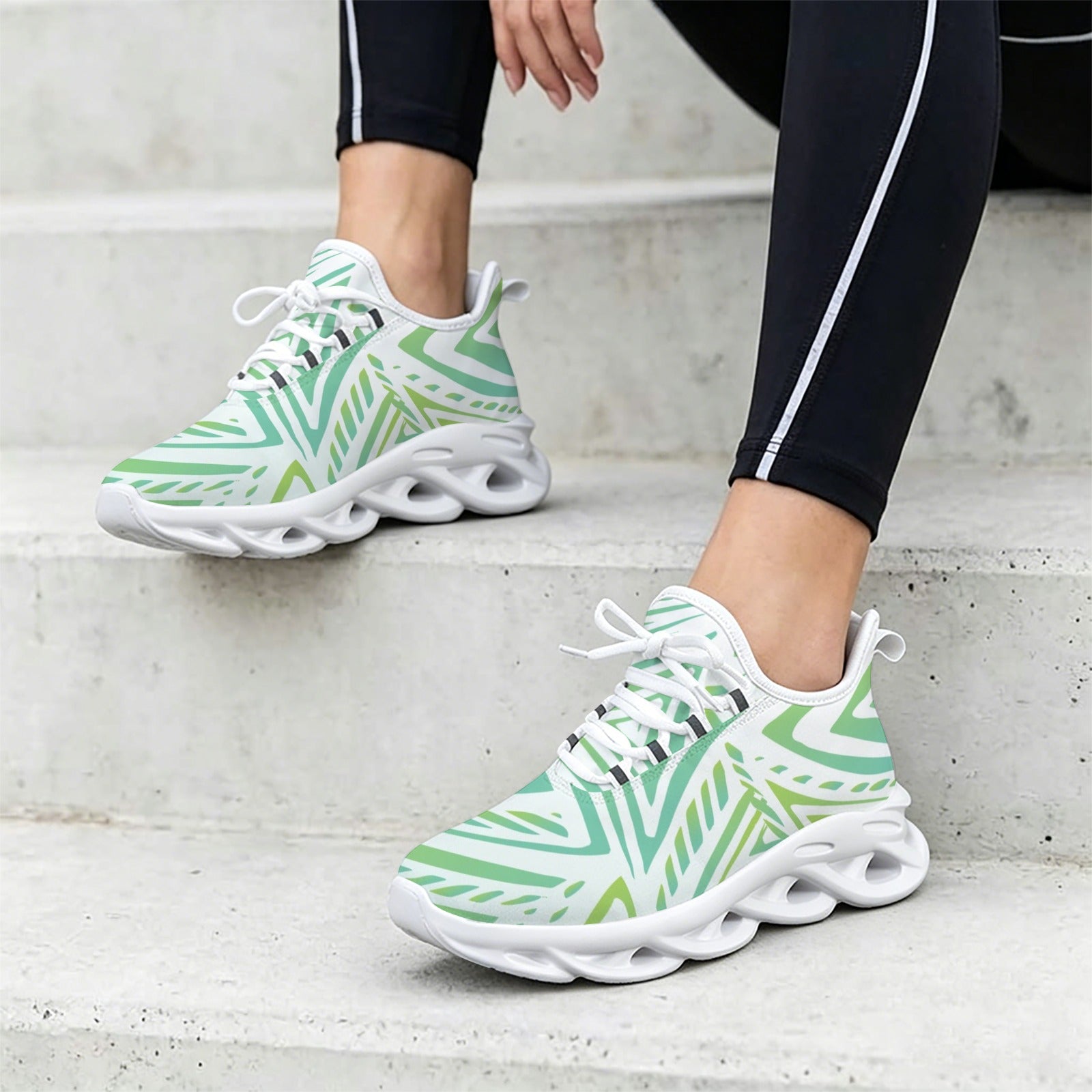 Green Abstract Women's Twisted Sole Sneakers