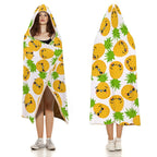 Cool Pineapples Kids Hooded Blanket 100cm x 130cm Kids Hooded Blanket Food Printed Offshore