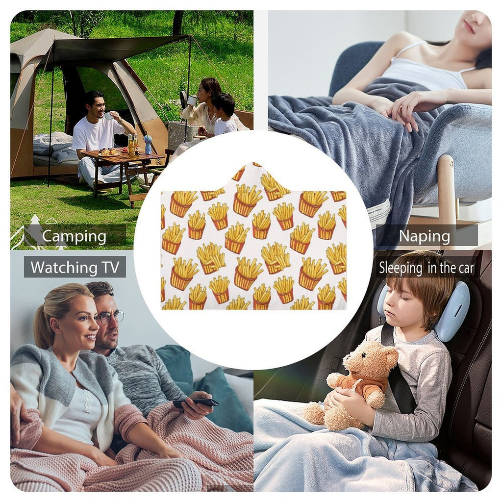 French Fries Kids Hooded Blanket 100cm x 130cm Kids Hooded Blanket Food Printed Offshore
