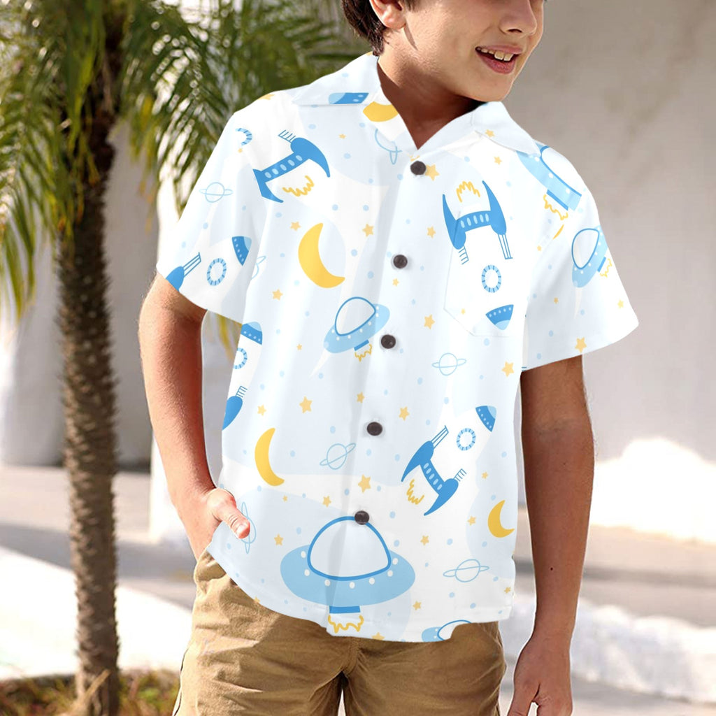 Spaceships And UFO's - Junior Kids Hawaiian Shirt