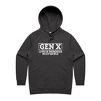 Gen X, Lots Of Memories, No Evidence Women's AS Colour Hoodie Coal Womens Hoodie Printed In Australia
