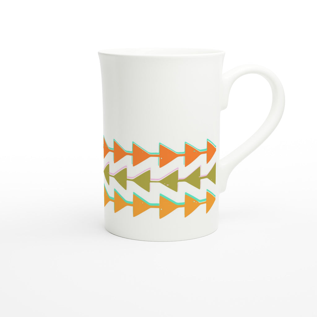 Retro Triangles - White 10oz Porcelain Slim Mug Porcelain Mug Globally Fulfilled Retro