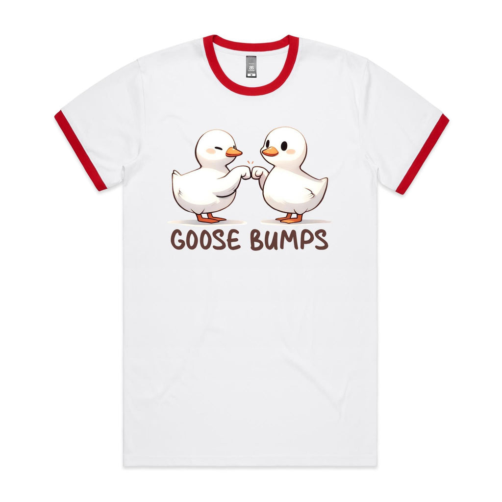 Goose Bumps - Staple Ringer Tee White Red Ringer T-Shirt animal Printed In Australia