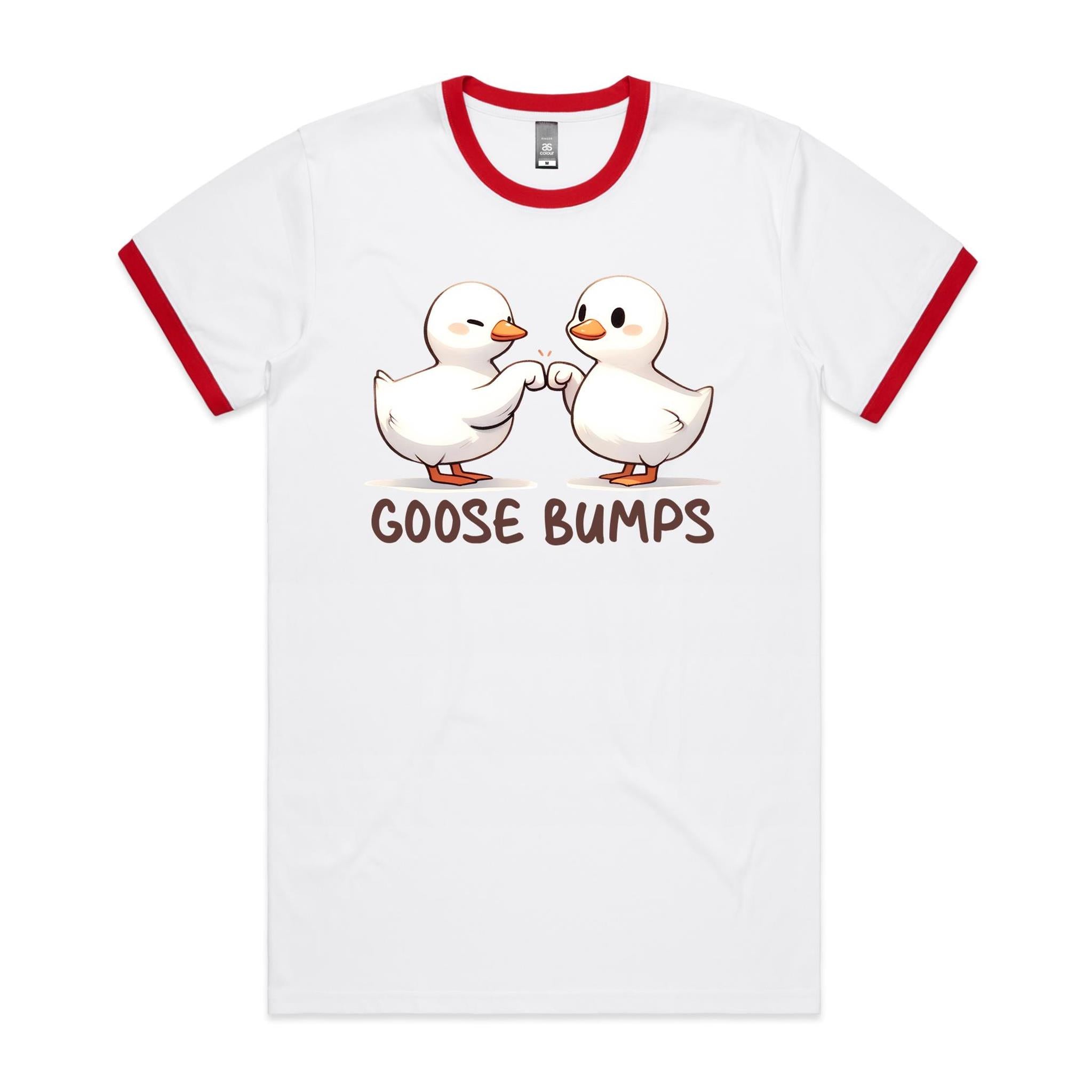 Goose Bumps - Staple Ringer Tee White Red Ringer T-Shirt animal Printed In Australia
