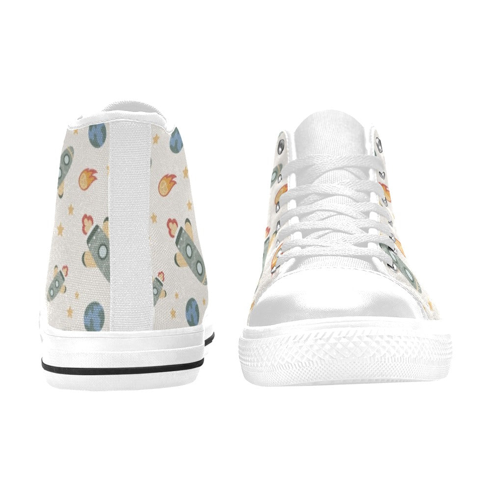 Rockets Men's High Top Canvas Shoes Men's Classic High Top Canvas Shoes Printed Offshore Space