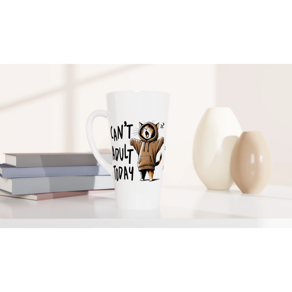 White Latte 17oz Ceramic MugPersonalise - Can't Adult Today - Personalised Latte Mug animal Globally Fulfilled