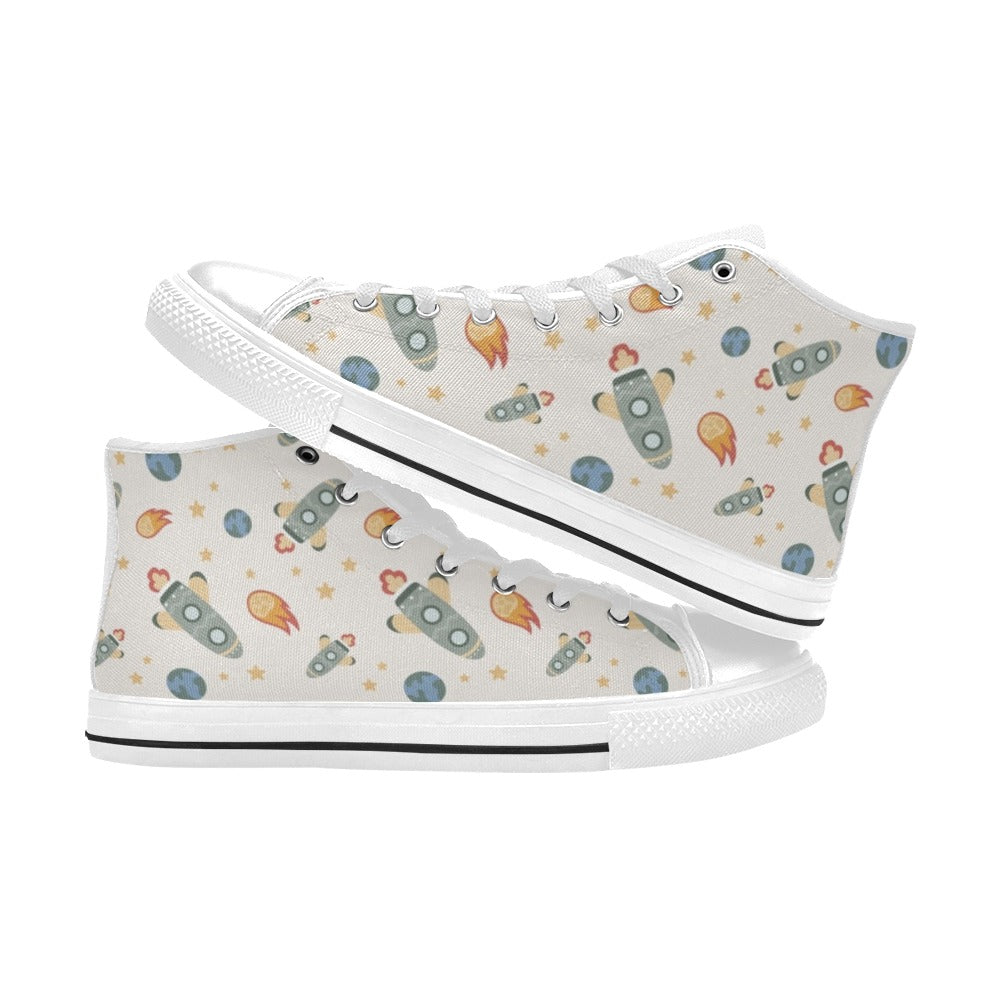 Rockets Men's High Top Canvas Shoes Men's Classic High Top Canvas Shoes Printed Offshore Space