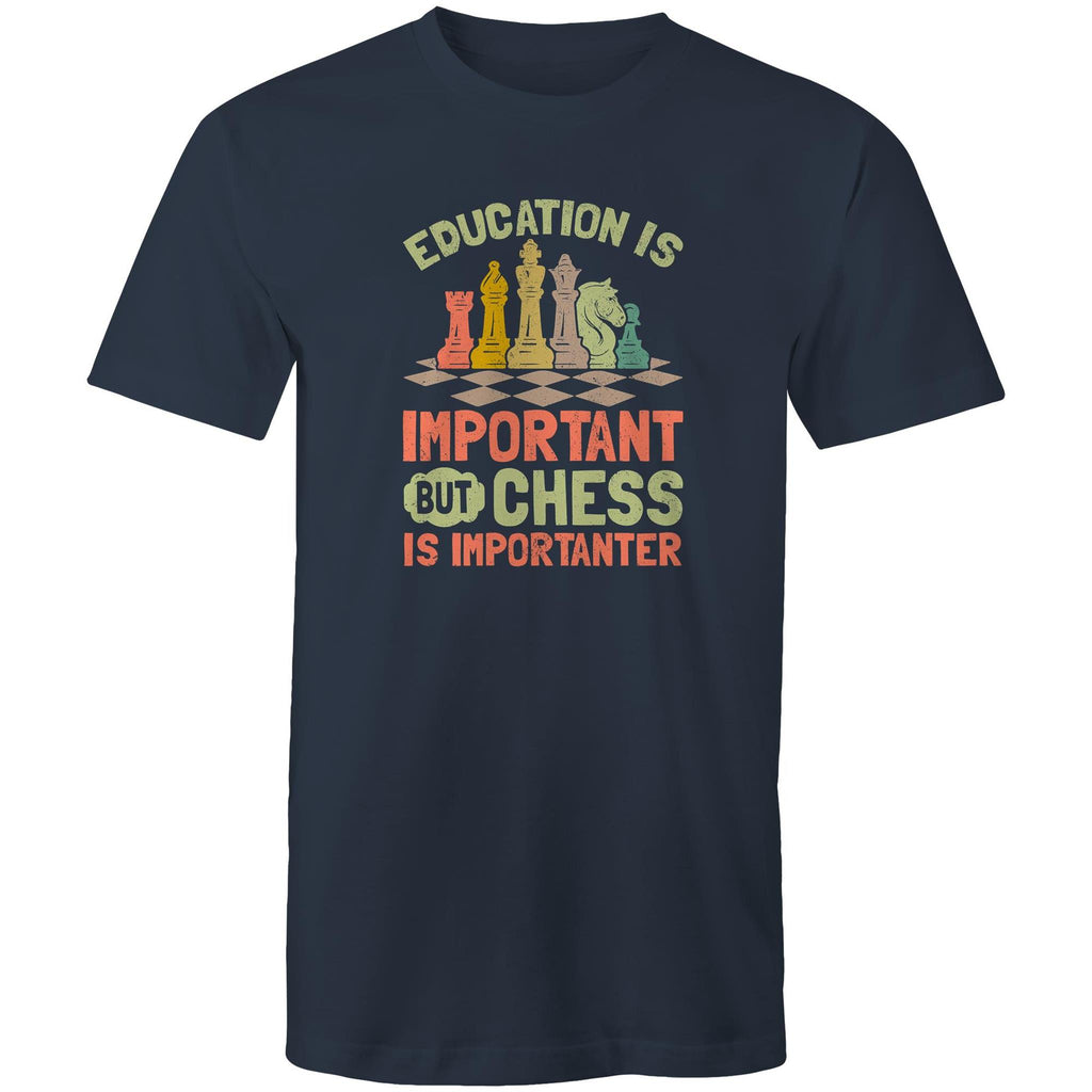 Chess And Education - Mens T-Shirt Navy Mens T-shirt Chess Games Printed In Australia