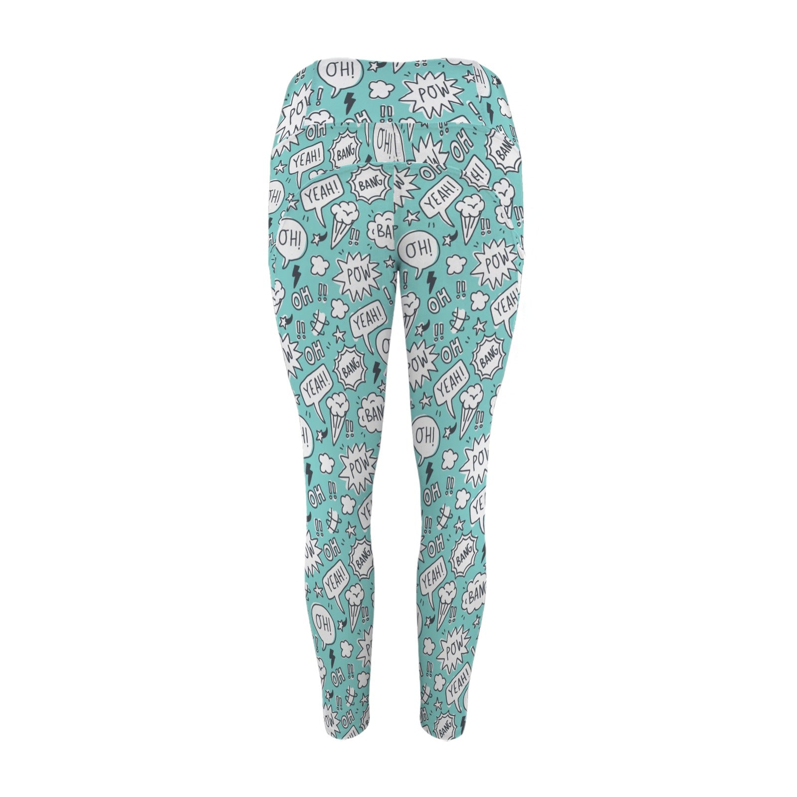 Comic Book Speech Bubbles - Women's High Waist Pockets Yoga Leggings