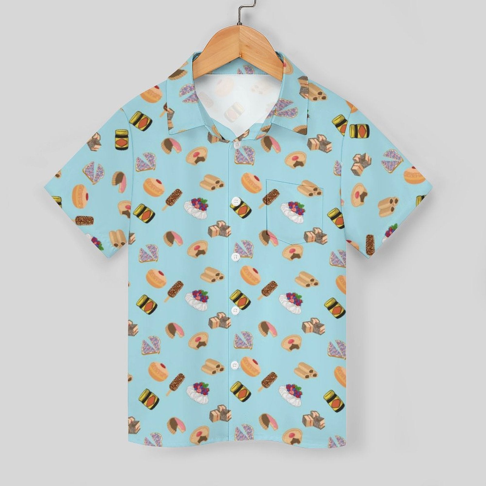 Classic Australian Food Icons Kids Cotton Short Sleeve Shirt