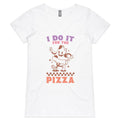 I Do It For The Pizza, Gym Women's AS Colour V-Neck T-Shirt White Womens Active V-Neck T-shirt Fitness Printed In Australia