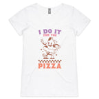 I Do It For The Pizza, Gym - Womens V-Neck T-Shirt White Womens Active V-Neck T-shirt Fitness Printed In Australia