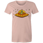 Alien Pizza - Womens T-shirt Pale Pink Womens T-shirt Food Printed In Australia Sci Fi