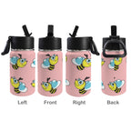 Cute Honey Bee 12oz Kids Water Bottle with Straw Lid