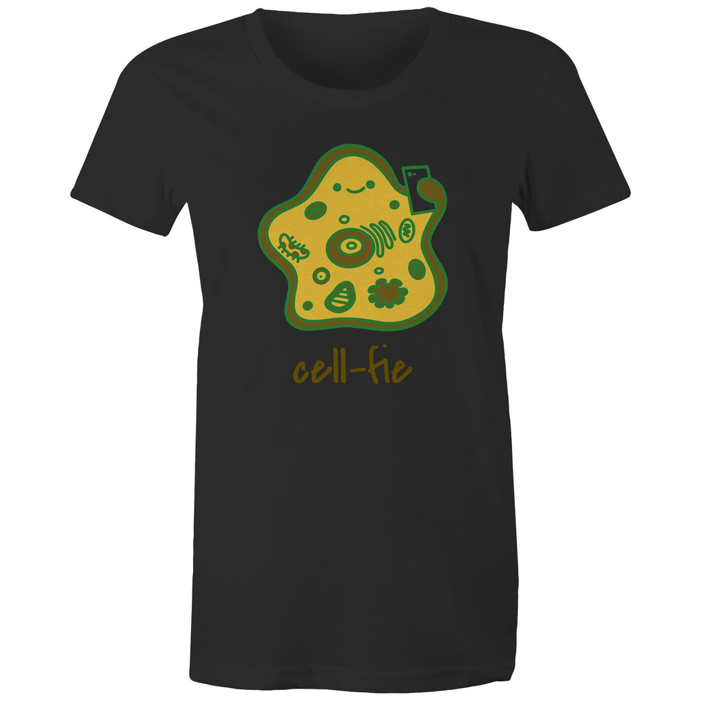 Cell-fie, Selfie Cell - Womens T-shirt Black Womens T-shirt Printed In Australia Science