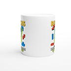Fun Begins With The Press Of A Button - White 11oz Ceramic Mug White 11oz Mug Games Globally Fulfilled