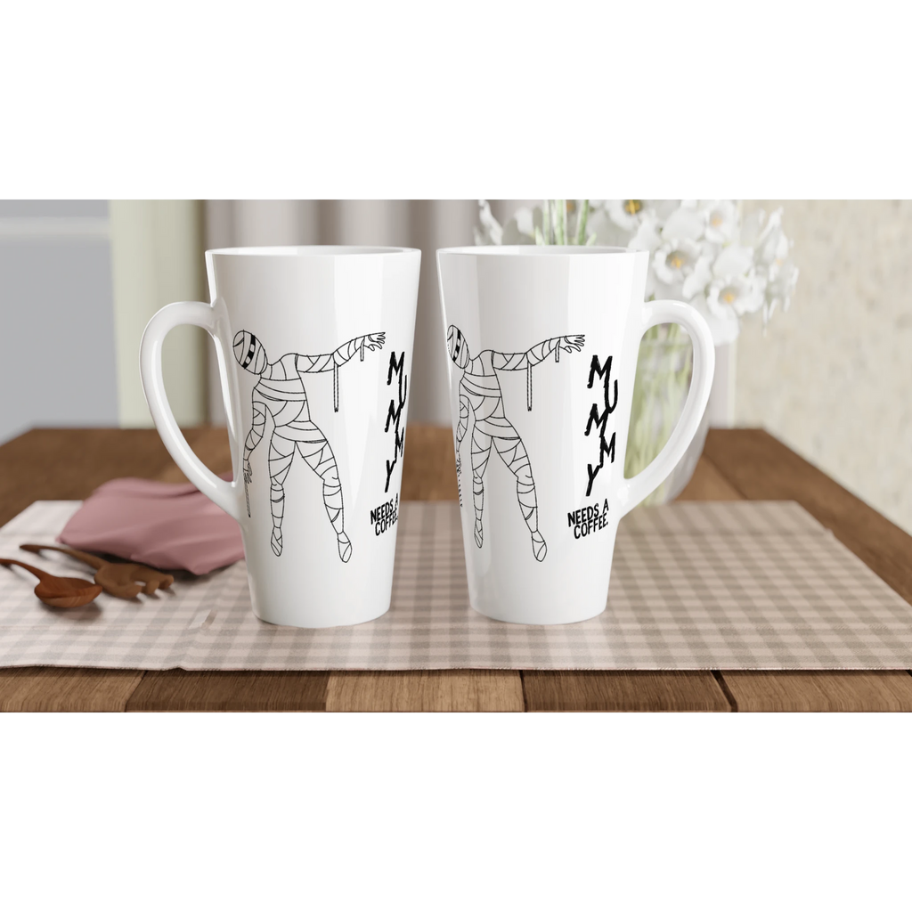 Personalised Mummy Needs A Coffee White Latte 17oz Ceramic Mug Personalised Latte Mug Globally Fulfilled Mum