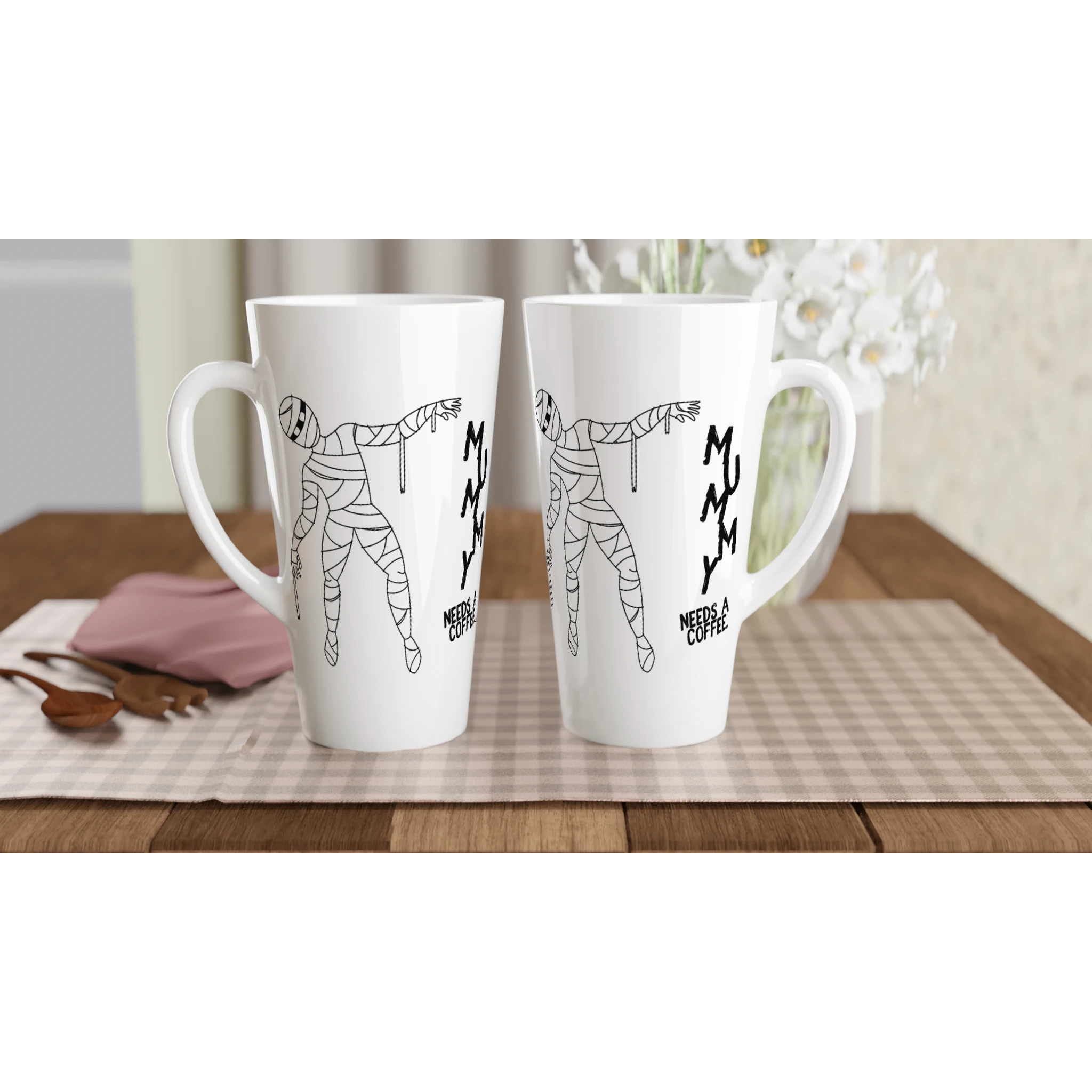 Personalised - Mummy Needs A Coffee - White Latte 17oz Ceramic Mug Personalised Latte Mug Globally Fulfilled Mum