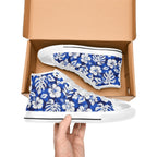 Blue Hawaiian Floral - Women's High Top Canvas Shoes Womens Classic High Top Shoes Plants Printed Offshore
