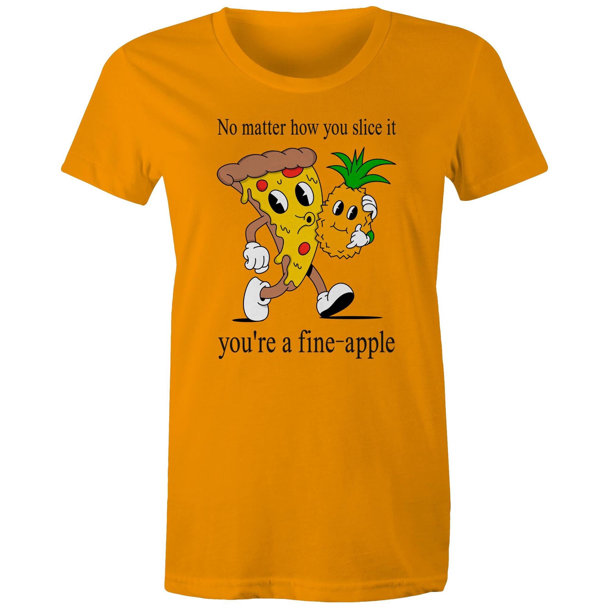 Pineapple Pizza - Womens T-shirt Orange Womens T-shirt Food Printed In Australia