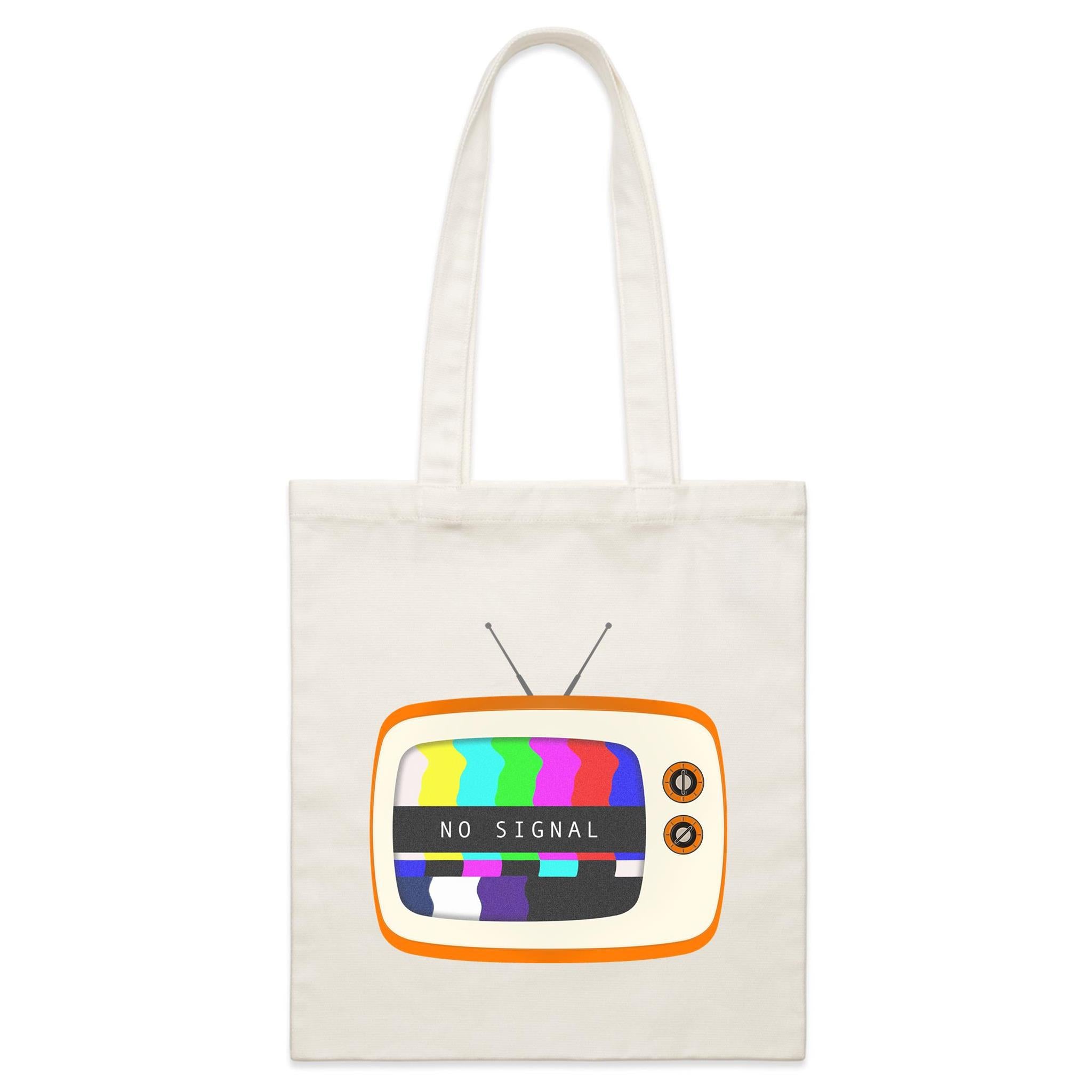 Retro TV, No Signal - Parcel Canvas Tote Bag Default Title Small Tote Bag Printed In Australia