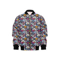 Graphic Flowers On Black Kids Bomber Jacket XL Kids Bomber Jacket Plants Printed Offshore