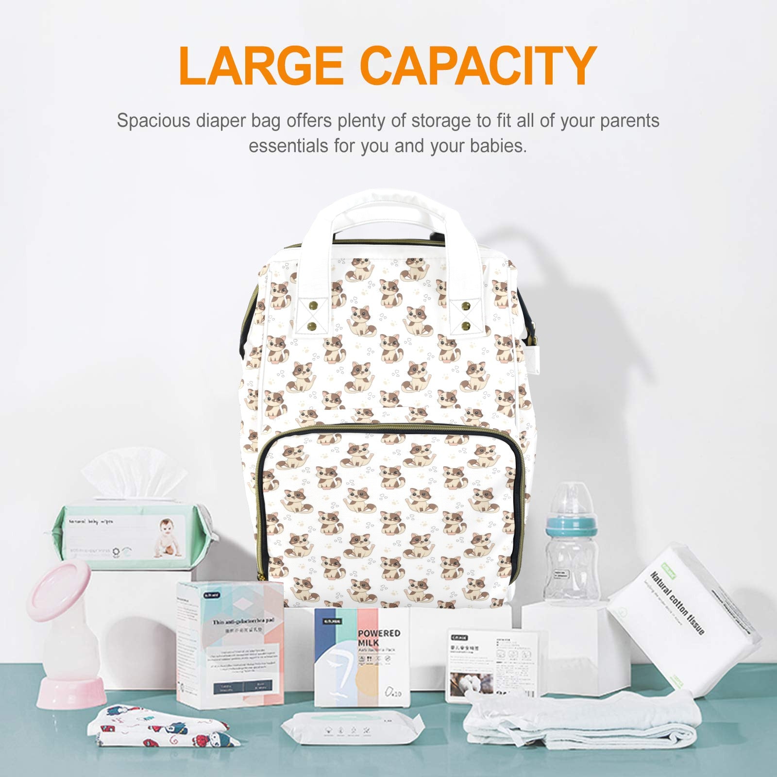 Cheeky Cats Multi-Function Backpack, Nappy / Diaper Bag Multi-function Backpack, Nappy / Diaper Bag animal Printed Offshore