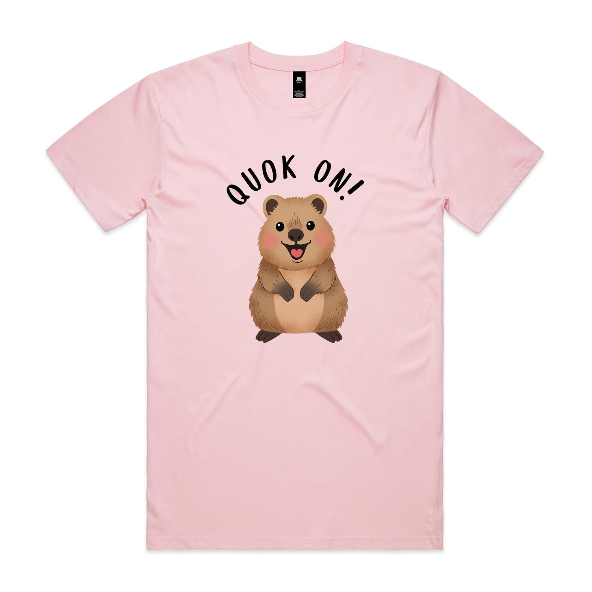 Quokka, Quok On Men's AS Colour T-shirt Pink Mens T-shirt animal Printed In Australia