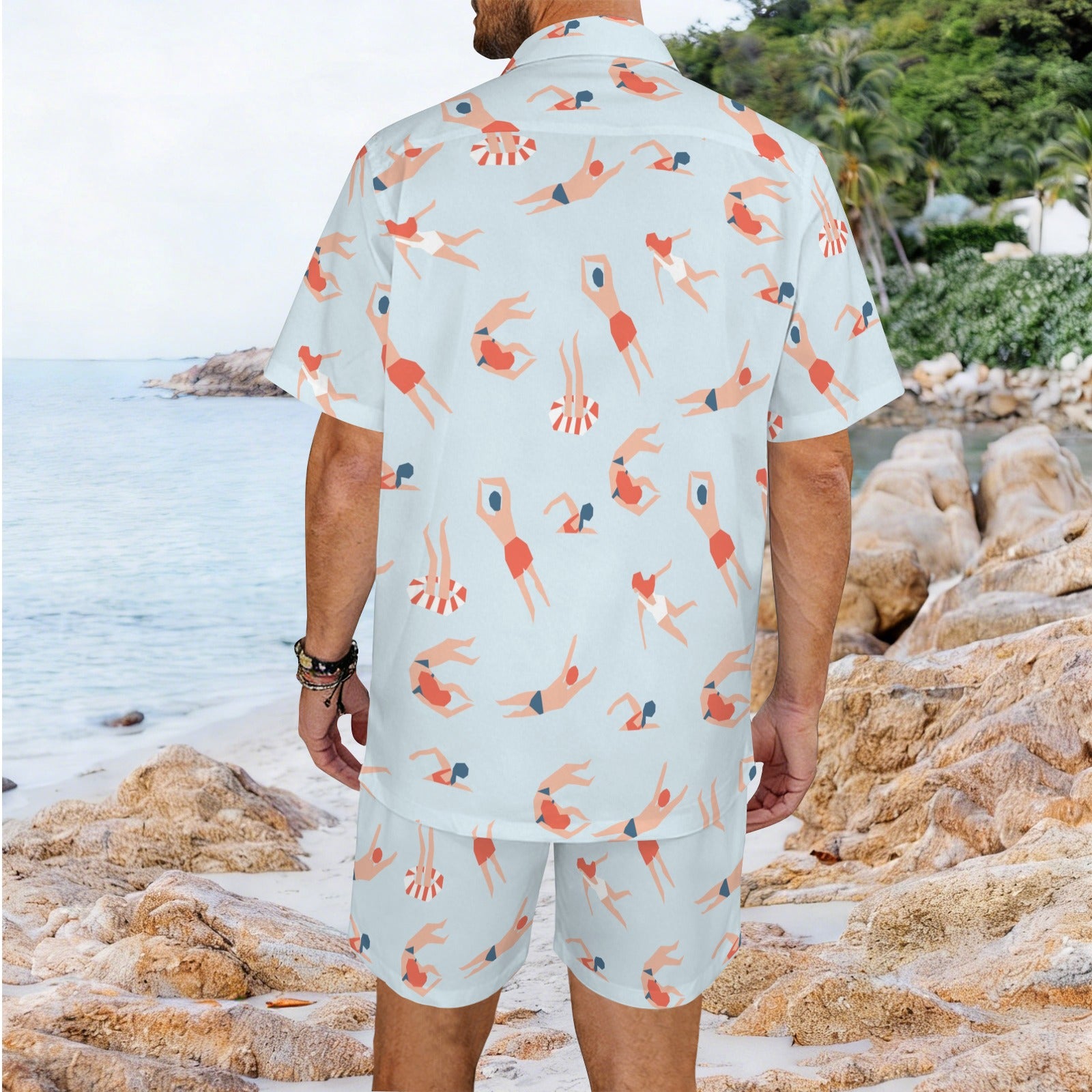 Summer Swim Men's Hawaiian Shirt & Shorts Set Men's Hawaiian Shirt & Shorts Set Printed Offshore Summer