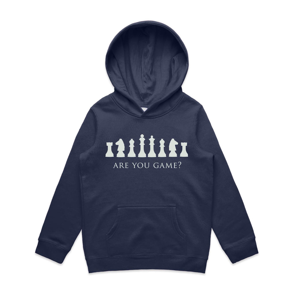 Are You Game, Chess - Kids Hoodie Midnight Blue Kids Hoodie Printed In Australia