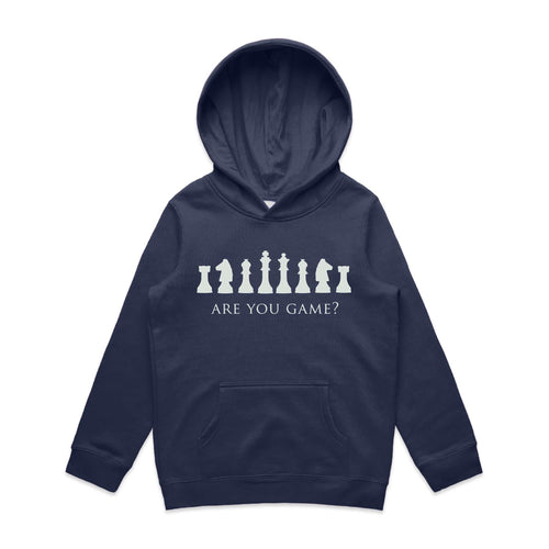 Are You Game, Chess - Kids Hoodie Midnight Blue Kids Hoodie Printed In Australia