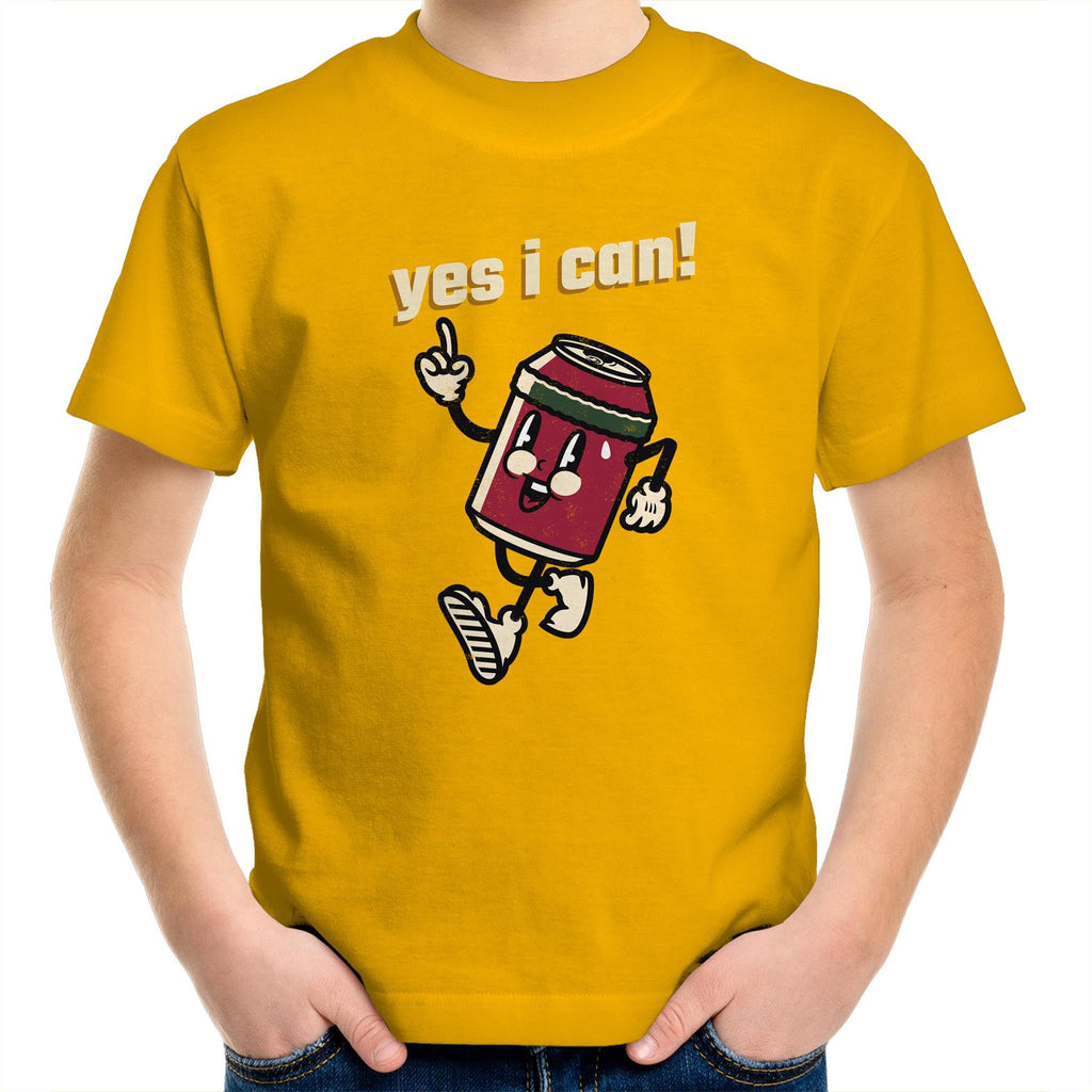 Yes I Can - Kids Youth T-Shirt Gold Kids Youth T-shirt Motivation Positivity Printed In Australia