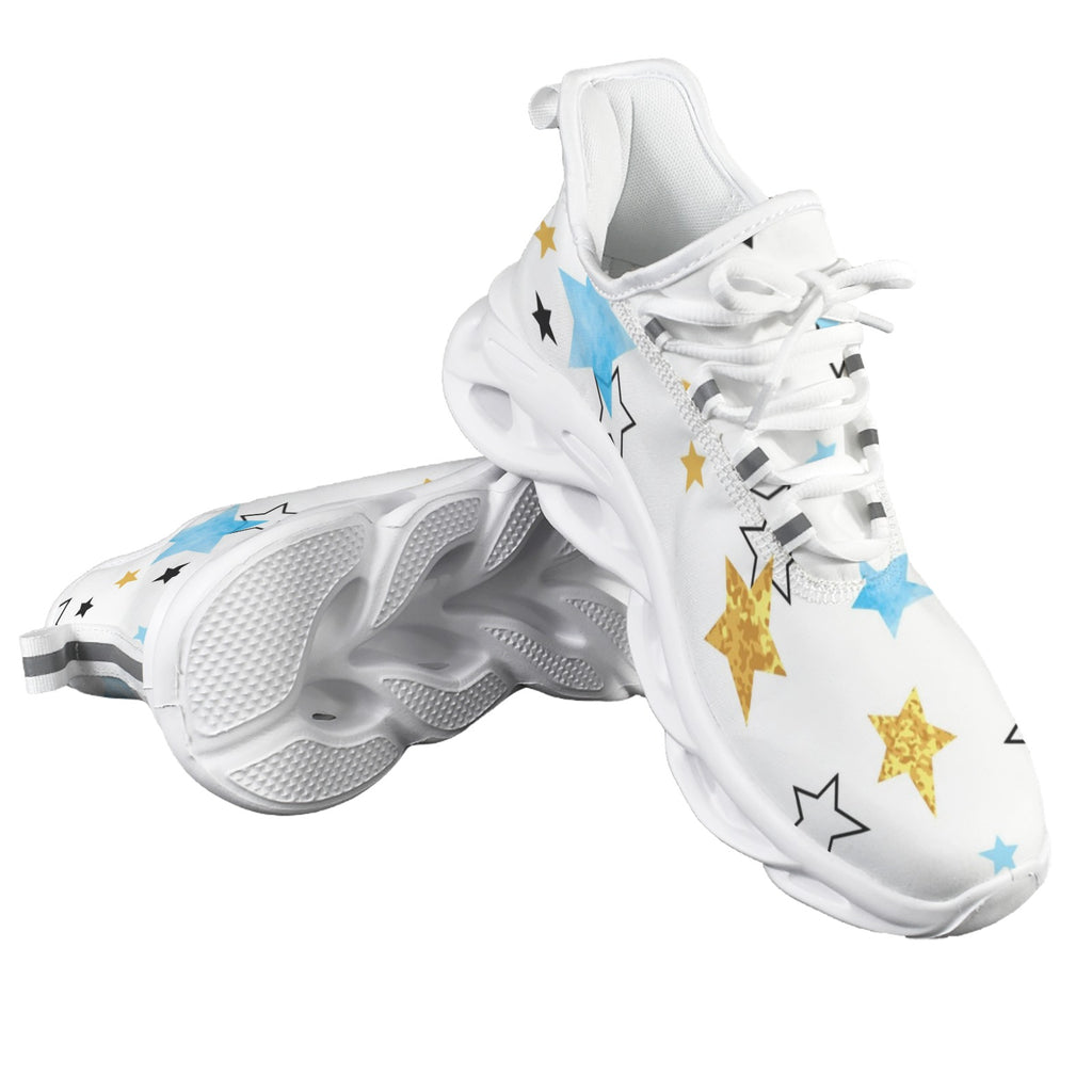Stars In Blue And Gold Men's Twisted Sole Sneakers