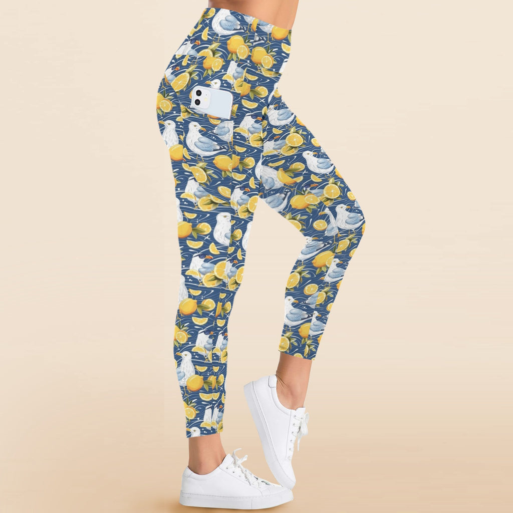Lemon Seagull Women's High Waist Pockets Yoga Leggings Women's High Waist Pockets Yoga Leggings animal Printed Offshore