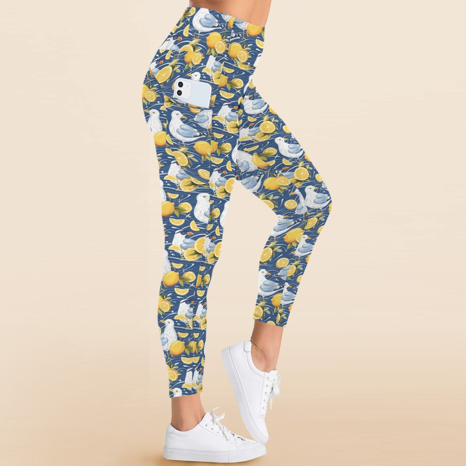 Lemon Seagull Women's High Waist Pockets Yoga Leggings Women's High Waist Pockets Yoga Leggings animal Printed Offshore