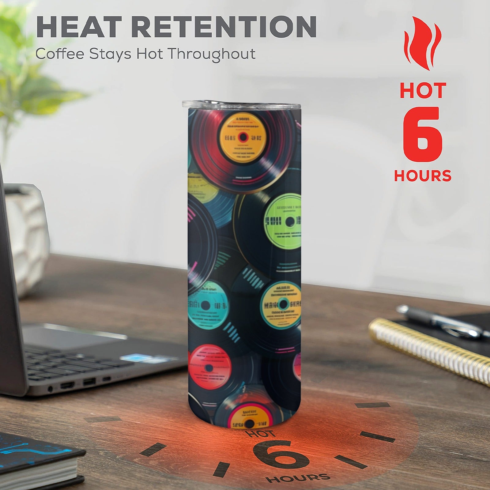 Retro Vinyl Records 2 - 20oz Tall Skinny Tumbler with Lid and Straw