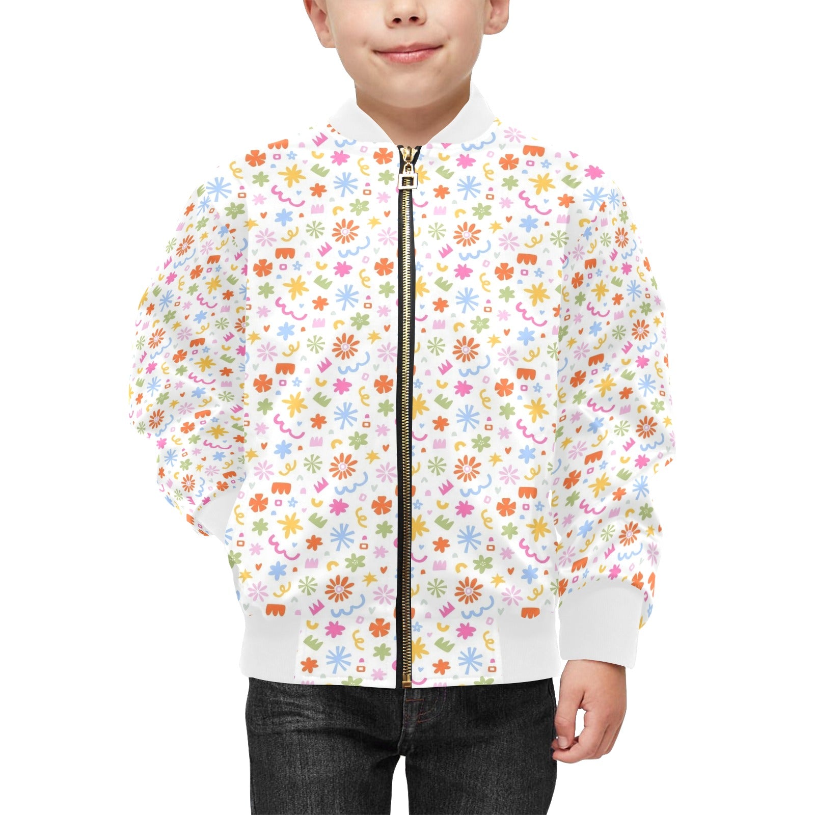Abstract Colourful Shapes Kids Bomber Jacket Kids Bomber Jacket Printed Offshore