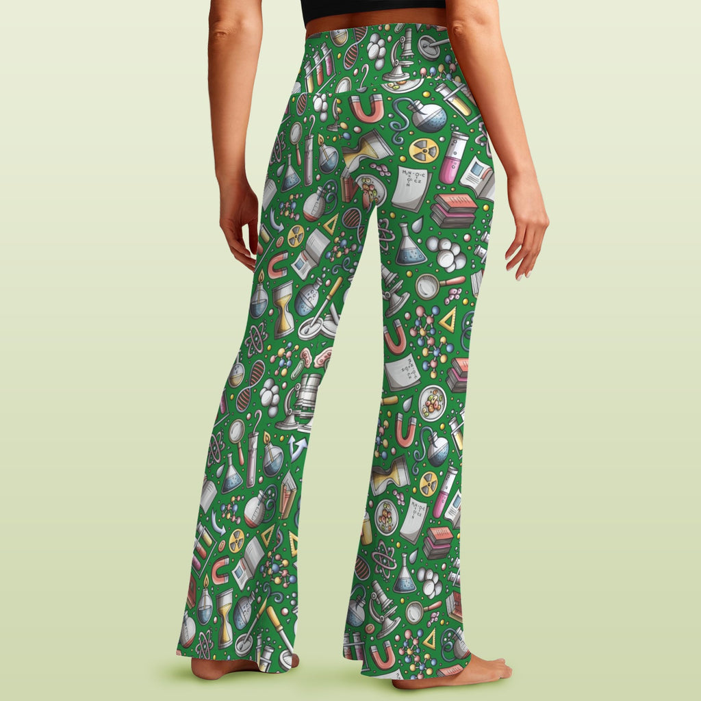 Science Love High Waist Crossover Tummy Control Flare Leggings High Waist Flare Leggings Printed Offshore Science