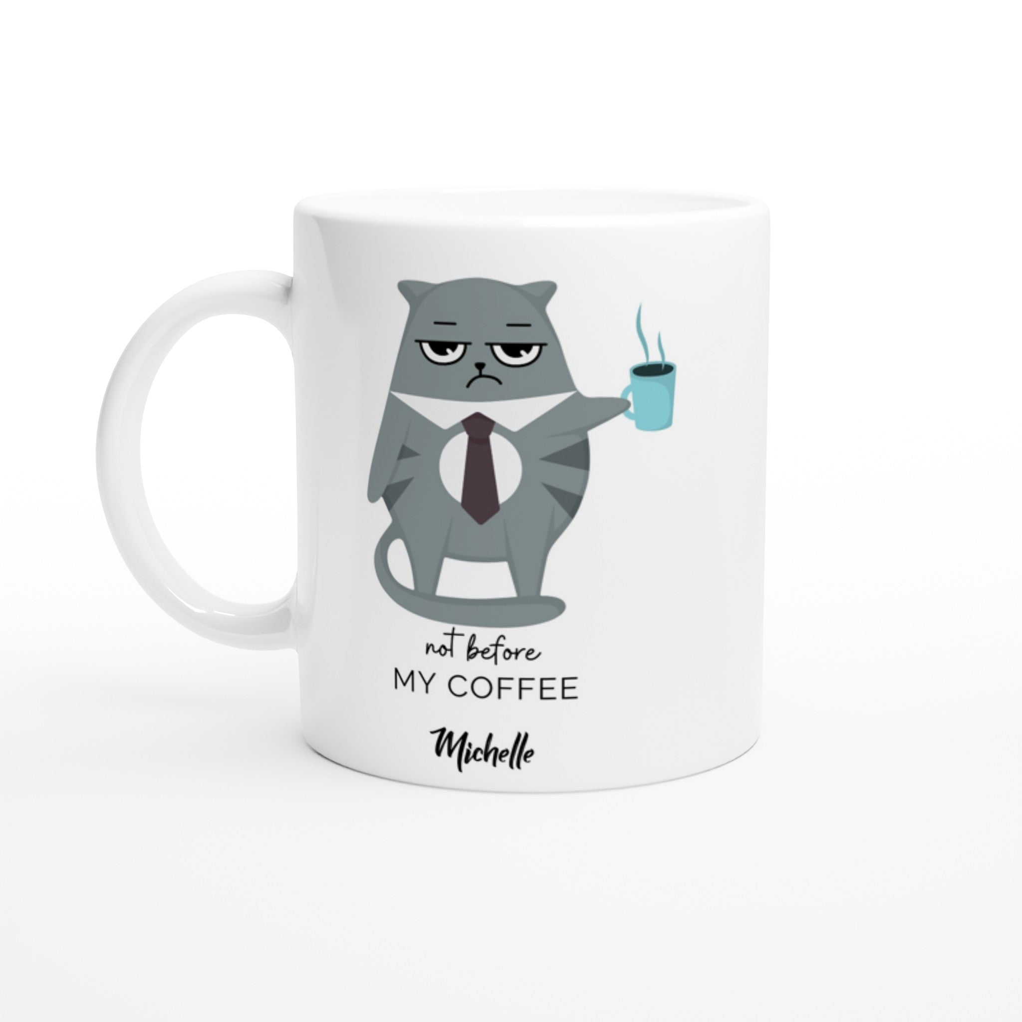 Personalise - Not Before My Coffee - White 11oz Ceramic Mug Default Title Personalised 11oz Mug animal Coffee customise Globally Fulfilled personalise
