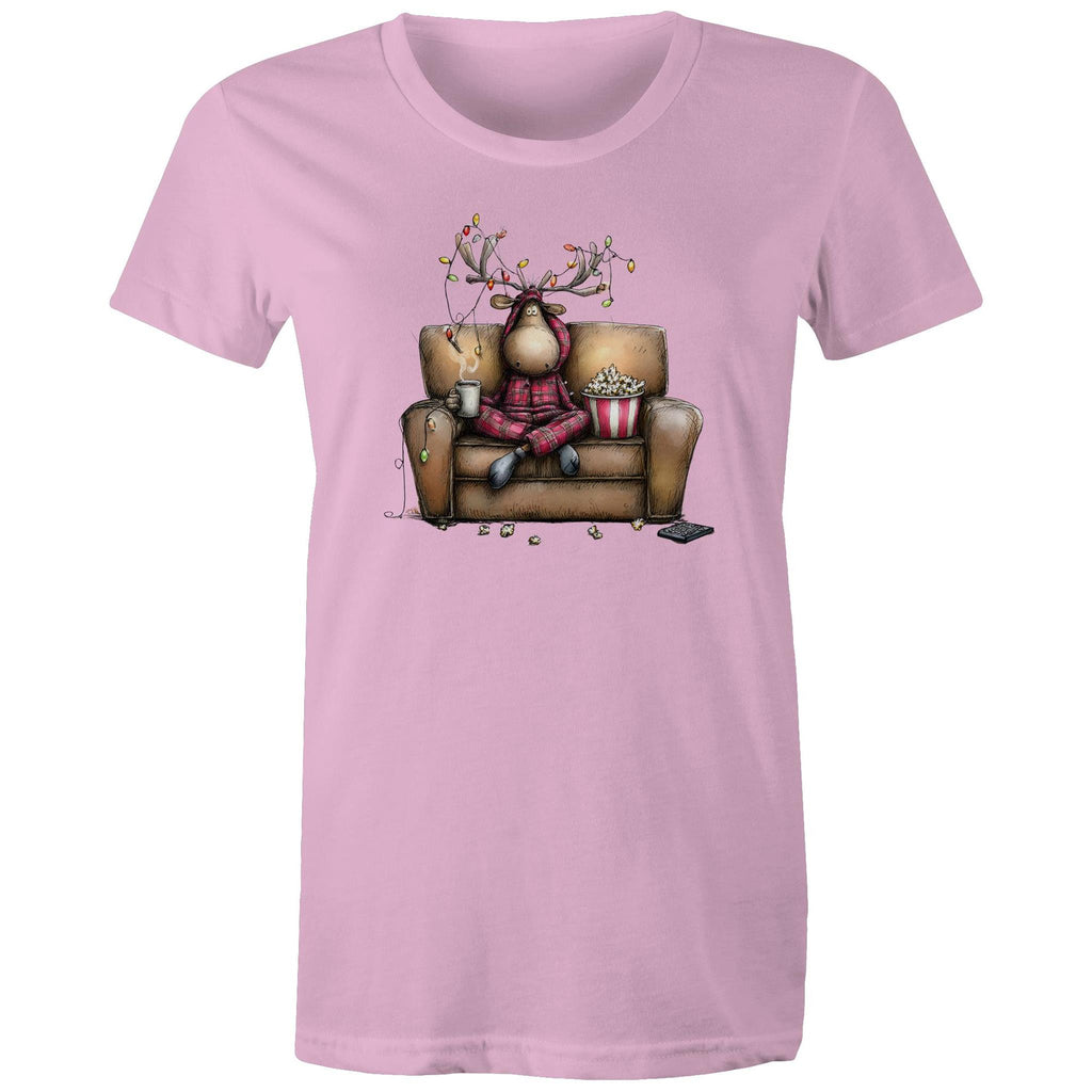 Reindeer, Christmas Movies Watching T-shirt - Womens T-shirt