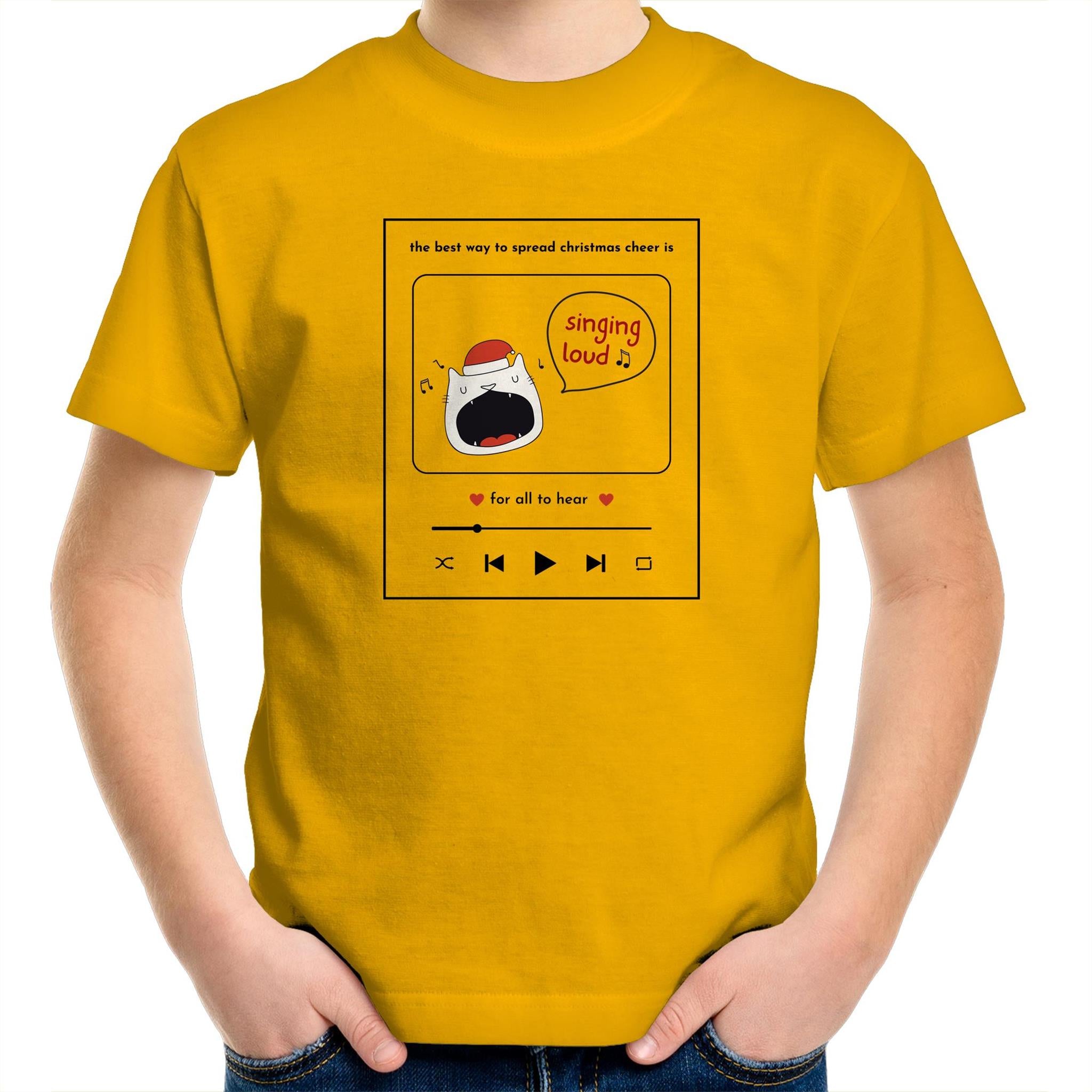 The Best Way To Spread Christmas Cheer Is Singing Loud For All To Hear - Kids Youth T-Shirt Gold Kids Christmas T-shirt Christmas Printed In Australia