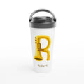 Personalised - Trumpet Initial - White 15oz Stainless Steel Travel Mug Default Title Personalised Travel Mug Customise Globally Fulfilled Initial Music Name Personalise