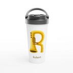 Personalised - Trumpet Initial - White 15oz Stainless Steel Travel Mug Default Title Personalised Travel Mug Customise Globally Fulfilled Initial Music Name Personalise