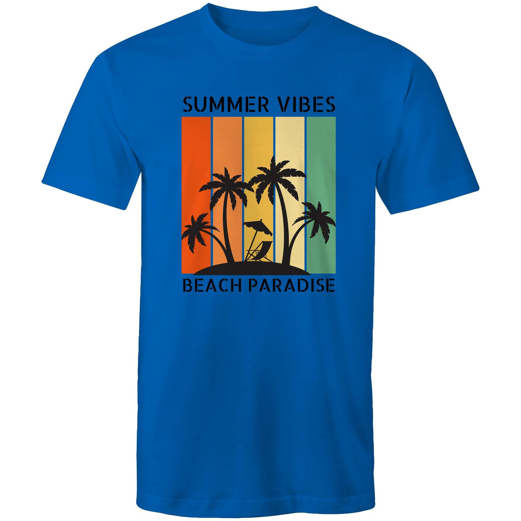 Beach Paradise, Summer Vibes - Mens T-Shirt Bright Royal Mens T-shirt Printed In Australia Summer Surf