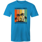 Beach Paradise, Summer Vibes - Mens T-Shirt Arctic Blue Mens T-shirt Printed In Australia Summer Surf